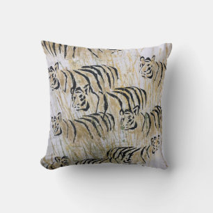 Tiger Savanna Animal Painting Print Throw Pillow