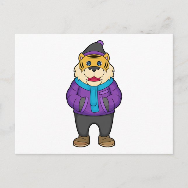 Tiger Scarf Beanie Postcard (Front)