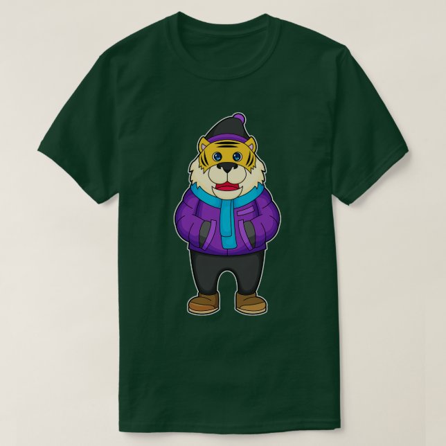 Tiger Scarf Beanie T-Shirt (Design Front)