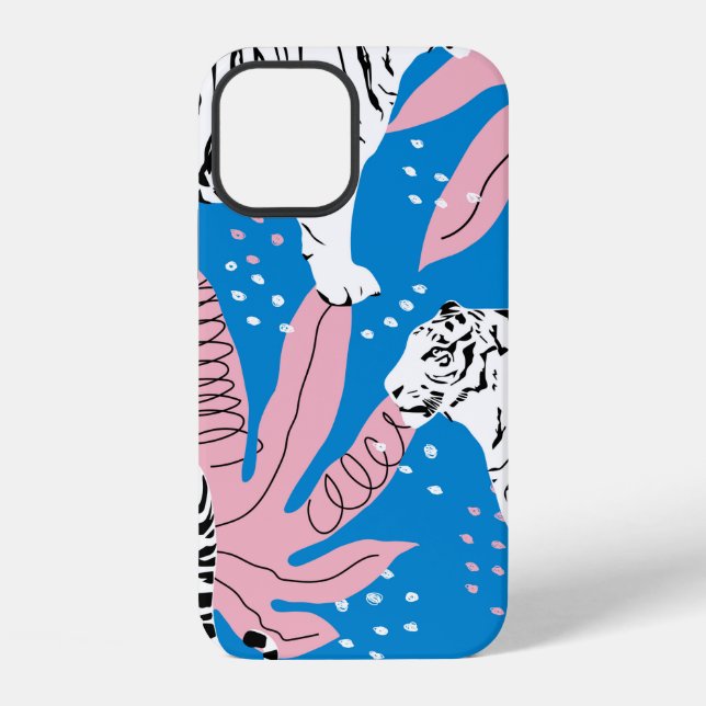 Tiger seamless pattern,wild animal background,tren iPhone case (Back)