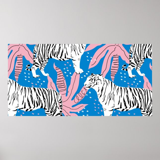 Tiger seamless pattern,wild animal background,tren poster (Front)