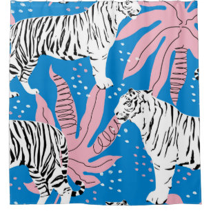 Tiger seamless pattern,wild animal background,tren shower curtain