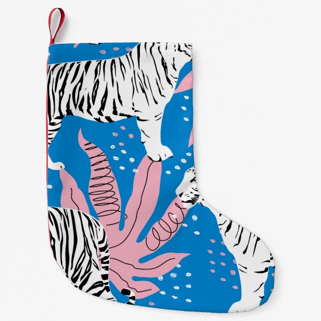 Tiger seamless pattern,wild animal background,tren small christmas stocking (Front)