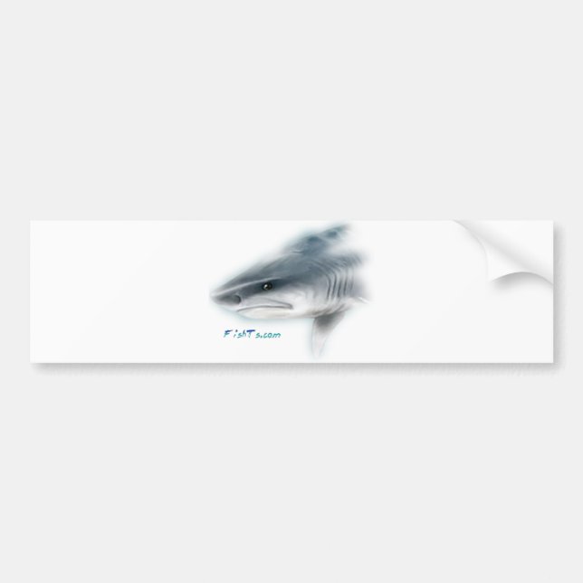 Tiger Shark Head Bumper Sticker (Front)