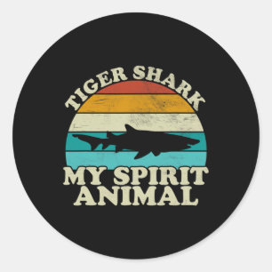 Tiger Shark My Spirit Animal - Vintage Fish Fishin Classic Round Sticker