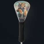 Tiger sitting on a sports car  golf head cover<br><div class="desc">Tiger sitting on a vintage sports car</div>