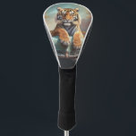 Tiger sitting on a sports car  golf head cover<br><div class="desc">Tiger sitting on a vintage sports car</div>