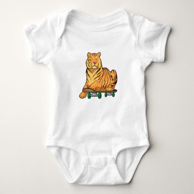 Tiger Skater Skateboard Baby Bodysuit (Front)