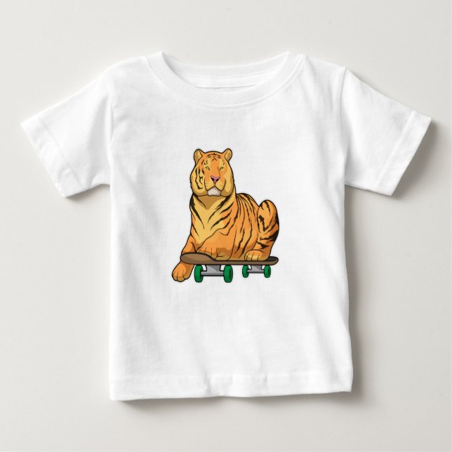 Tiger Skater Skateboard Baby T-Shirt (Front)