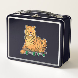 Tiger Skater Skateboard Metal Lunch Box