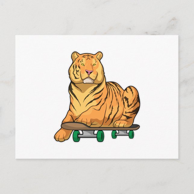 Tiger Skater Skateboard Postcard (Front)