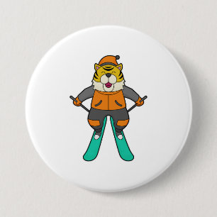 Tiger Skier Ski 7.5 Cm Round Badge