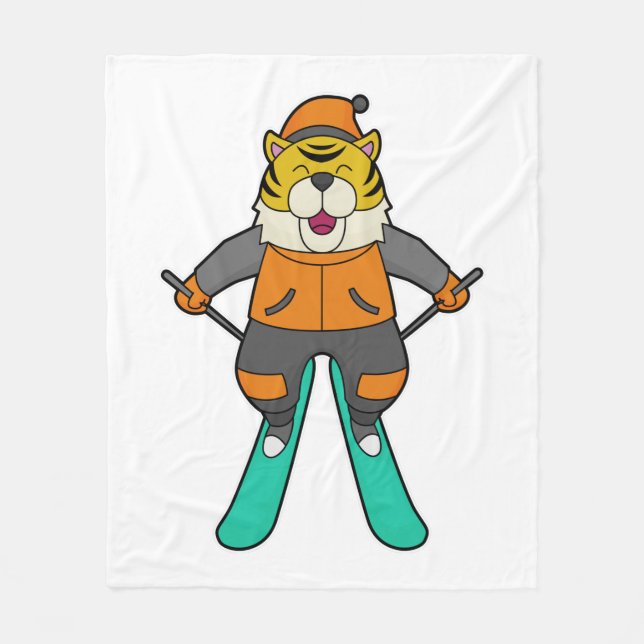 Tiger Skier Ski Fleece Blanket (Front)