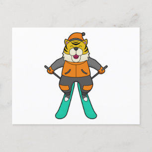 Tiger Skier Ski Postcard