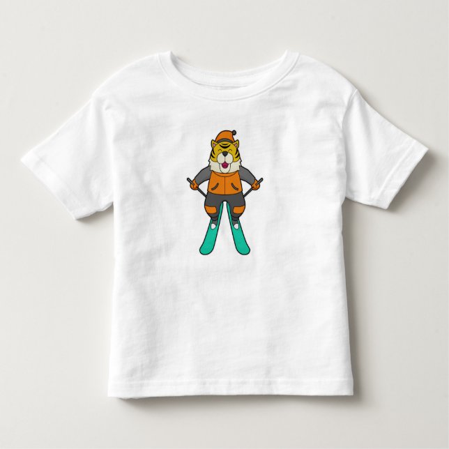 Tiger Skier Ski Toddler T-Shirt (Front)