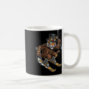 Tiger Skier Steampunk Goggles Top Hat Gears  Coffee Mug