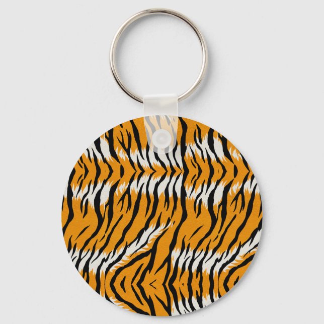 Tiger Skin Animal Print Pattern Design  Key Ring (Front)