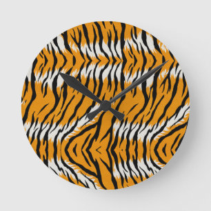 Tiger Skin Animal Print Pattern Design  Round Clock