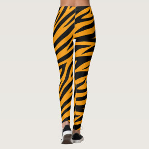Tiger Skin Black Orange Pattern Wild Animal Stripe Leggings