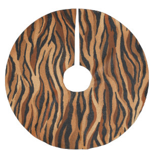 Tiger skin: hand-drawn seamless pattern. brushed polyester tree skirt