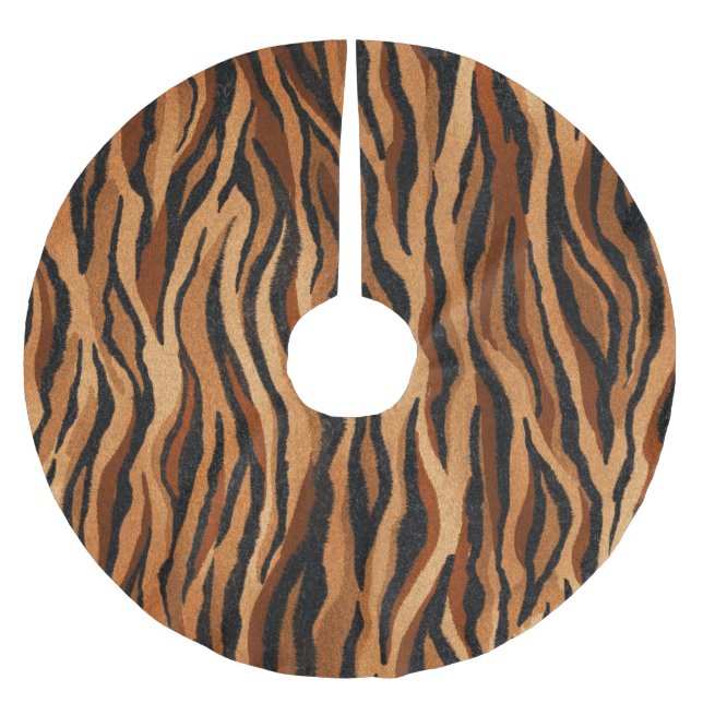 Tiger skin: hand-drawn seamless pattern. brushed polyester tree skirt (Front)