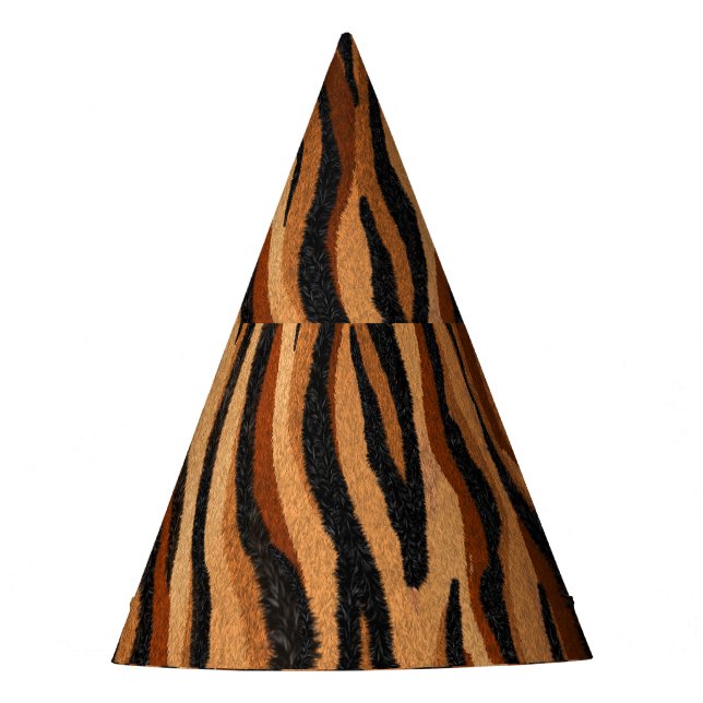Tiger skin: hand-drawn seamless pattern. party hat (Front)