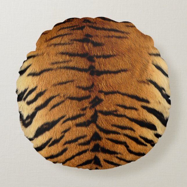 Tiger Skin Print Round Cushion (Front)
