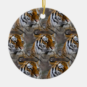Tiger Skin Print, Safari Animal Gift Pattern Ceramic Ornament