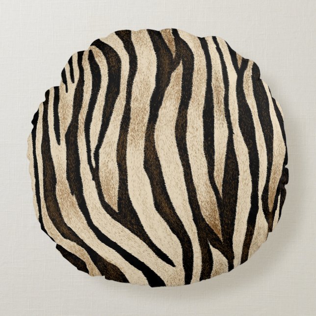 Tiger Skin Seamless Texture Round Cushion (Front)