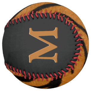 Tiger Skin Striped Fur Custom Monogrammed Softball