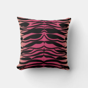 Tiger Skin Striped Pattern in Raspberry Pink Cushion