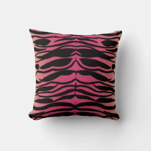 Tiger Skin Striped Pattern in Raspberry Pink Cushion (Front)