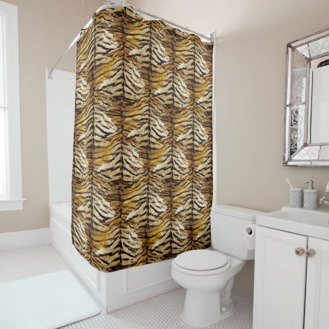 Tiger skin, stylish, tiger, striped, animal print, shower curtain (In Situ)