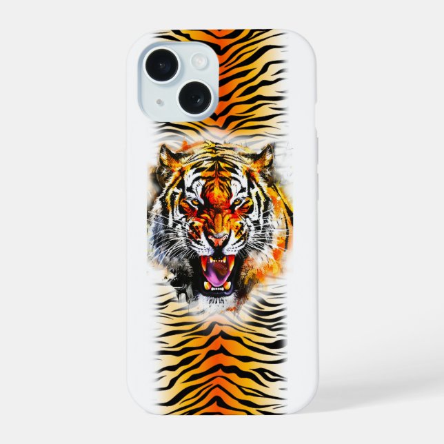 Tiger snarl and stripes beautiful image iPhone 15 case (Back)