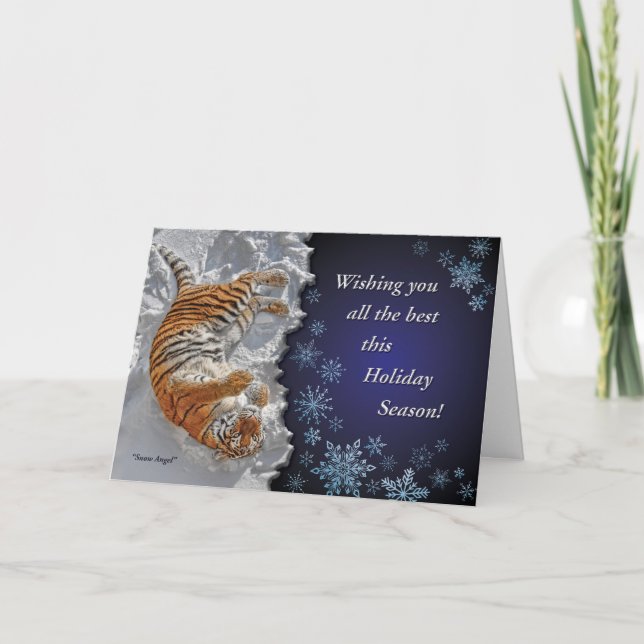 Tiger Snow Angel Christmas Card (Front)