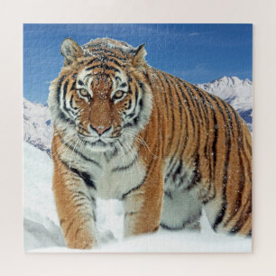 Tiger Snow Mountains Animal Trendy Photo Jigsaw Puzzle