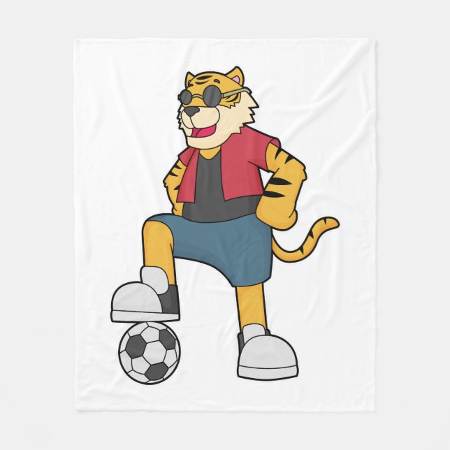 Tiger Soccer player Soccer Fleece Blanket (Front)