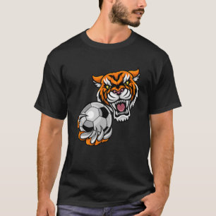 Tiger Sports Team Mascot Holding Soccer Football B T-Shirt