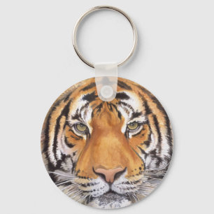 "Tiger Spot" on White, Watercolor Art Key Ring