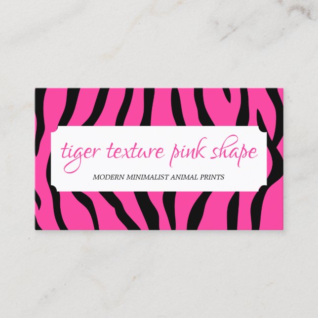 Tiger Sprinkles Texture Pink Shape Frame Business Card (Front)