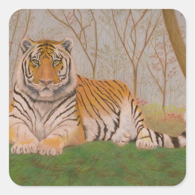 Tiger Square Sticker (Front)