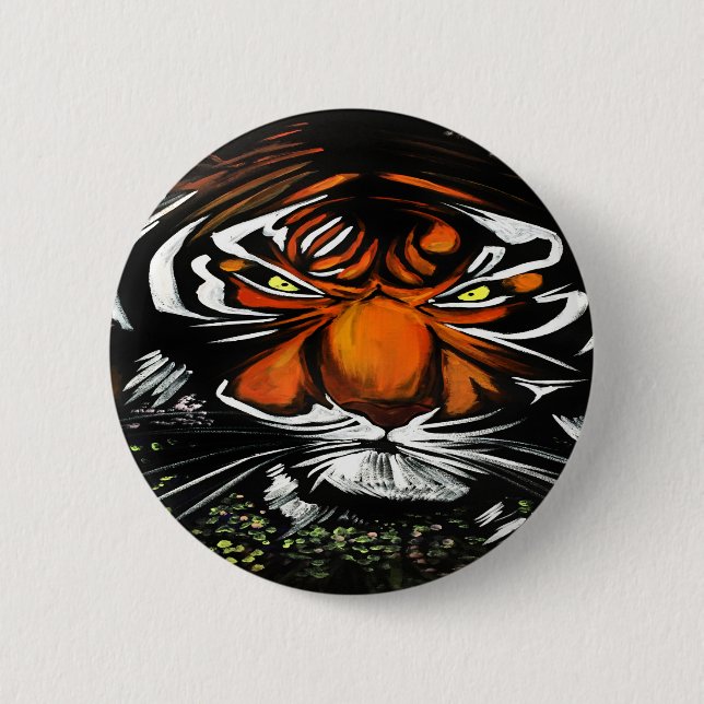 Tiger Stare 6 Cm Round Badge (Front)