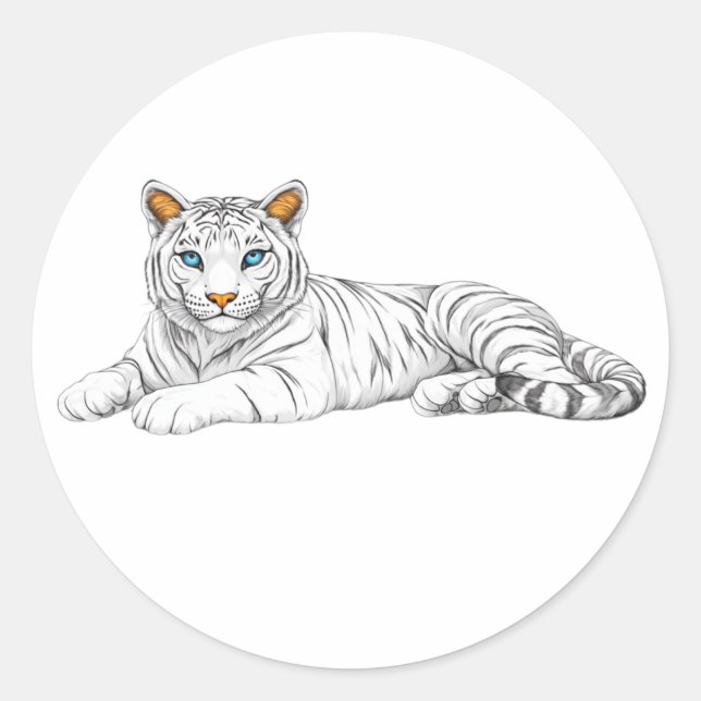 tiger sticker. Bright burning eyes are watching  Classic Round Sticker (Front)