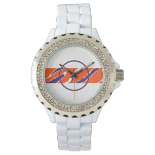 Tiger Strip Pattern Design Watch-Purple Orange Watch