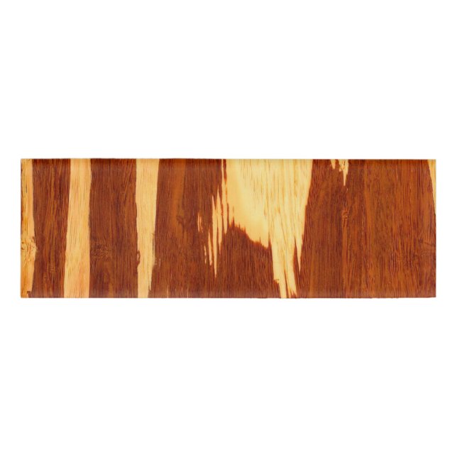 Tiger Stripe Bamboo Wood Grain Look Name Tag (Front)