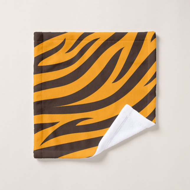 Tiger Stripe black Orange Wild Animal skin pattern Wash Cloth (Wash Cloth)