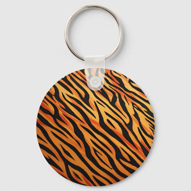 Tiger Stripe Fur Pattern Key Ring (Front)