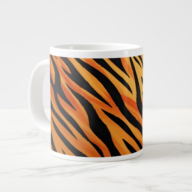 Tiger Stripe Fur Pattern Large Coffee Mug (Front Left)