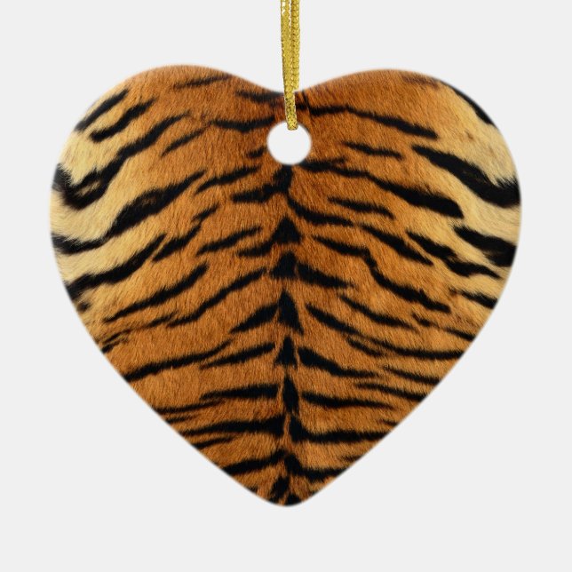 Tiger Stripe Fur Print Ceramic Tree Decoration (Front)