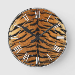 Tiger Stripe Fur Print Round Clock